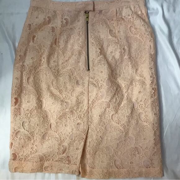 H&M Conscious Collection Peach Fitted Lace Pencil Skirt 10 Wedding Fairycore - Picture 4 of 10